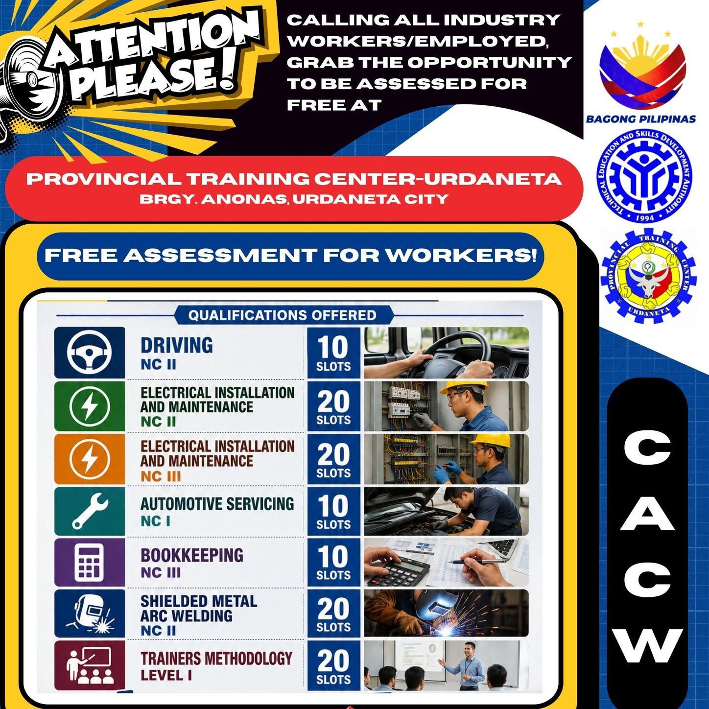 Free Skills Assessment for Workers Launched at TESDA Provincial Training Center – Urdaneta